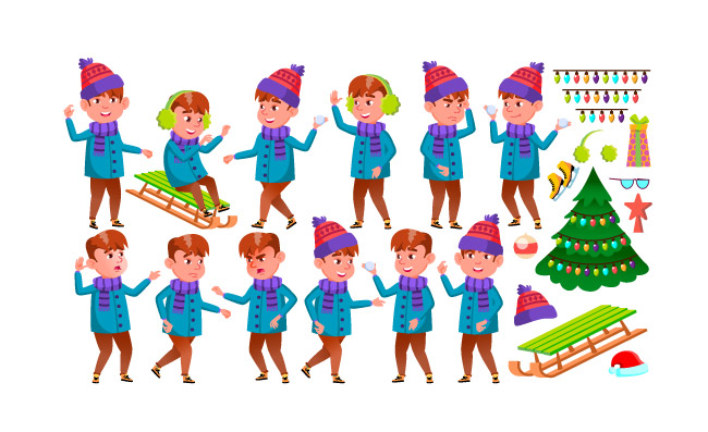 男孩子寒假活动外出冬装打雪仗插图