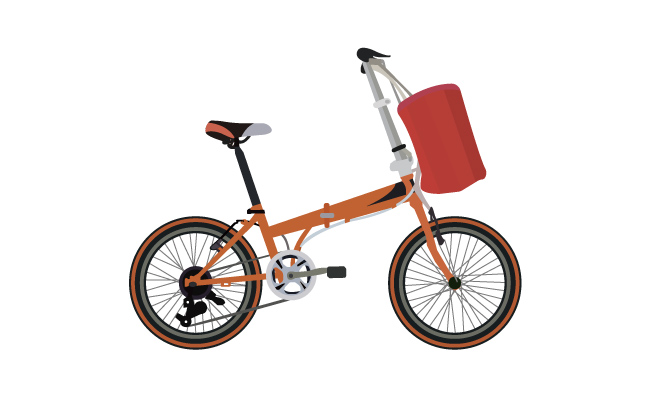 橙色卡通折叠自行车矢量素材