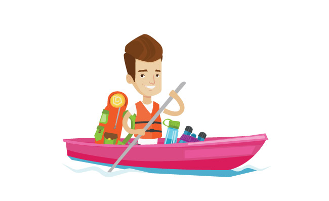 皮划艇独木舟运动员游客旅游设备素材