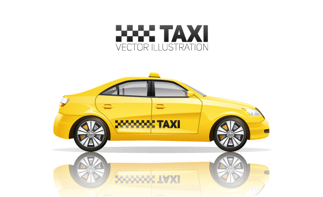 出租车现实黄色计程车的士矢量图