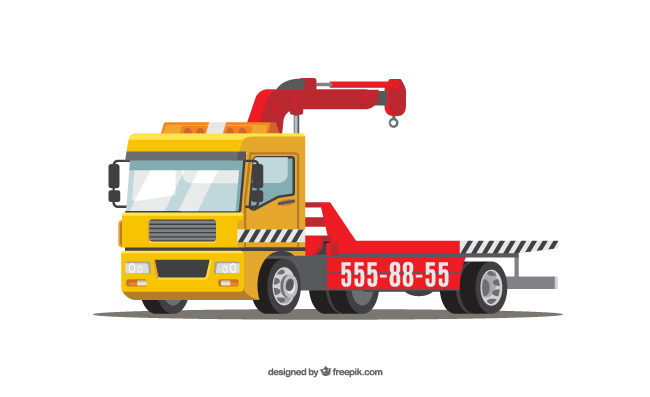 道路工程抢险救援车自带吊救援车交通清障车矢量