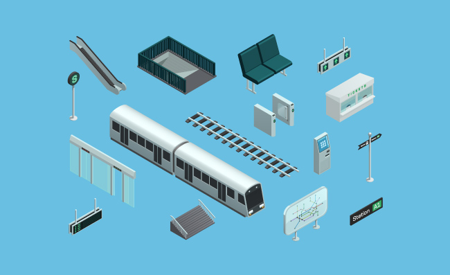 地铁等距矢量图元素