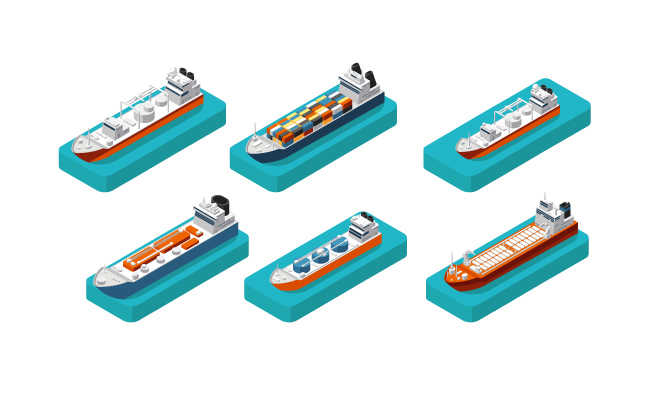 等距3d船舶海洋运输集装箱矢量货船船舶运输集装箱矢量