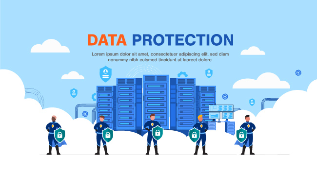 全球数据安全数据安全网络数据安全卫士科技插图矢量