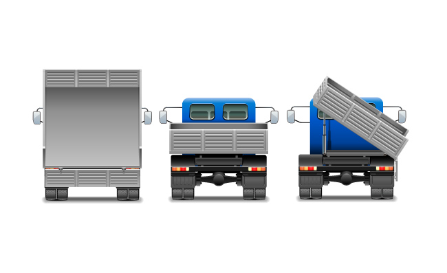 翻斗车背面视图矢量素材