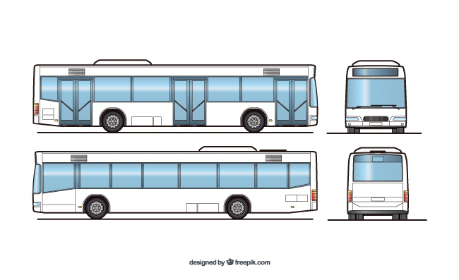 公交车矢量透视图