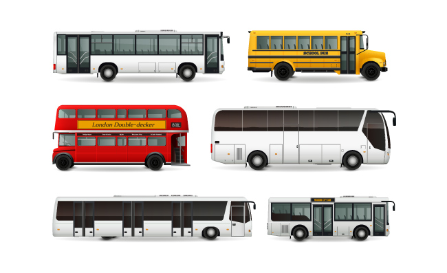 公交车现代城市公共交通车辆矢量图