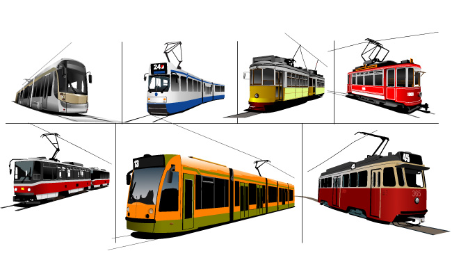 轨道交通电车列车矢量插图