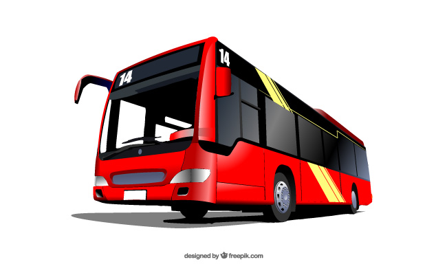 红色14路公交车素材