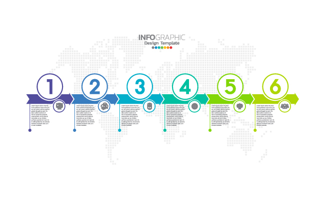 点状世界地图数字序列步骤商业信息图表矢量