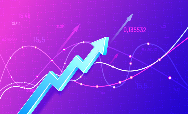 利润增长上升的财务业务统计图表矢量
