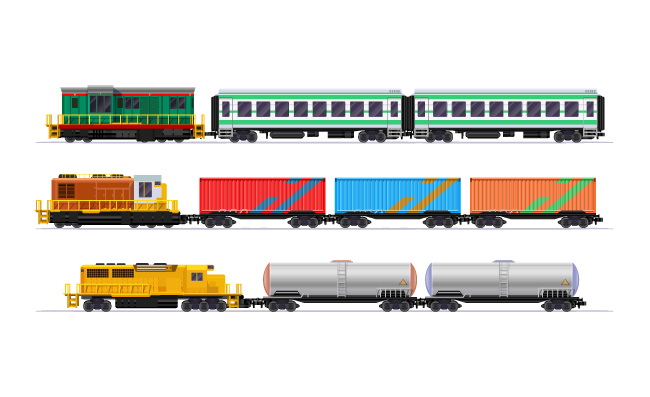 火车客运货运列车运输铁路罐车矢量