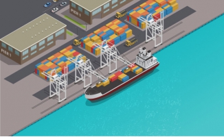货运港口码头货物装卸船