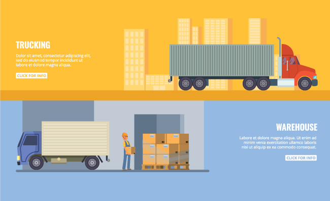 货运物流服务运输卡车大货车插图矢量