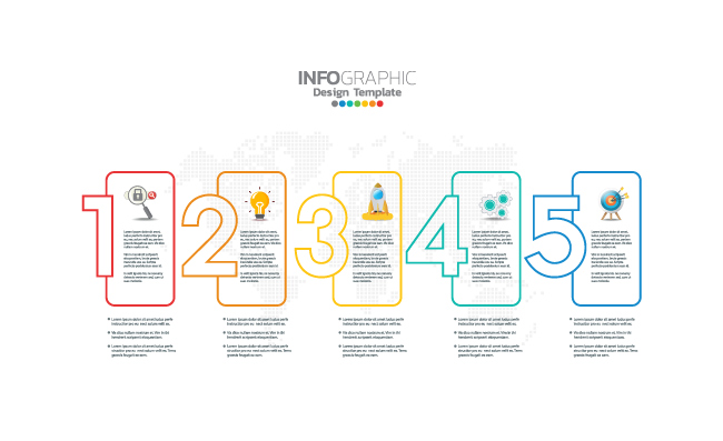 数字序列5个步骤商业信息图表矢量