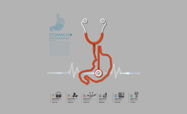 听诊器胃部图形信息素材