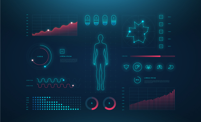 医疗信息人体科技图表素材