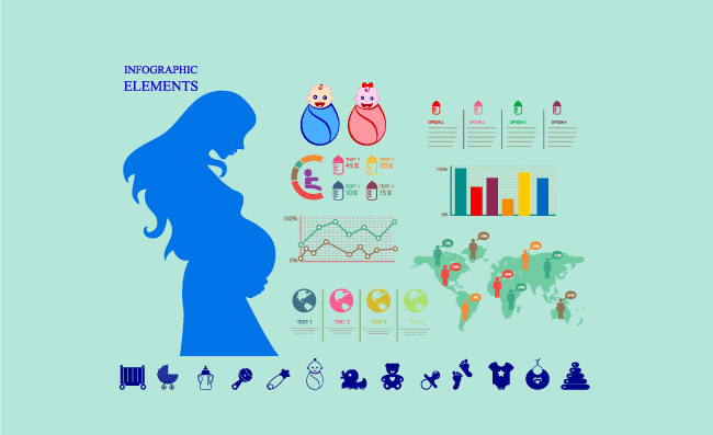 孕期信息图表素材矢量