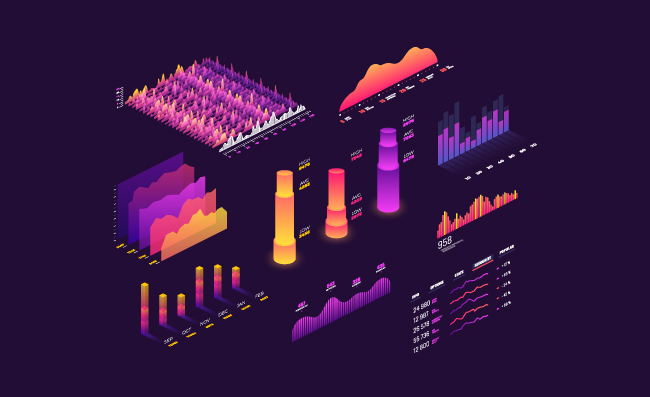 紫色立体信息图表矢量