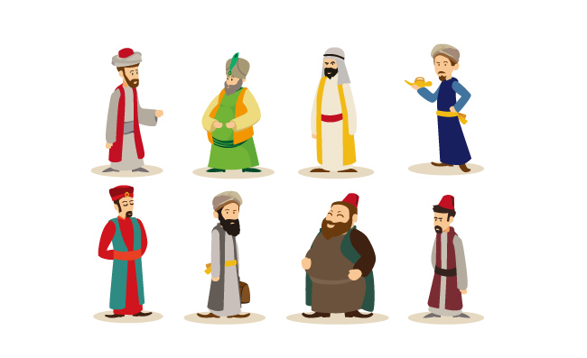 矢量卡通阿拉伯人物素材插图