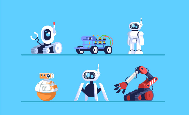 矢量机器人插图智能系统机器技术科技人工智能机制卡通电子玩具