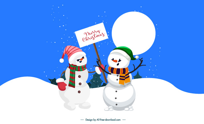 矢量圣诞节雪人卡通礼盒冬季插图素材