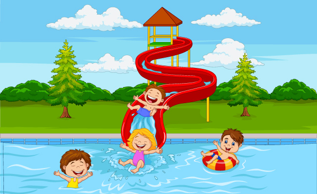水上公园玩耍的孩子儿童