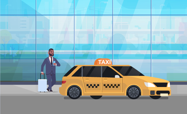 网约车出租车机场打车人物场景插图