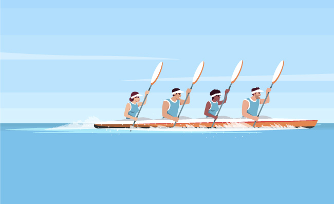 夏季娱乐划船比赛矢量图插图