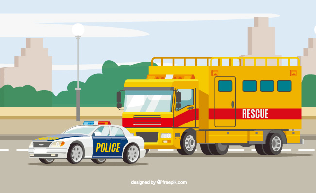 警车精美城市车辆插图矢量