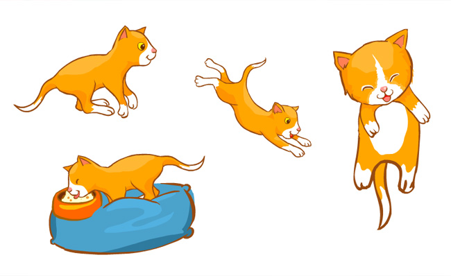 一只小黄猫各种动作表情an动画素材