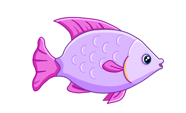 一条紫色金鱼卡通动漫动画效果素材
