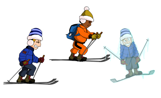 冬季滑雪运动人物动作an动画素材