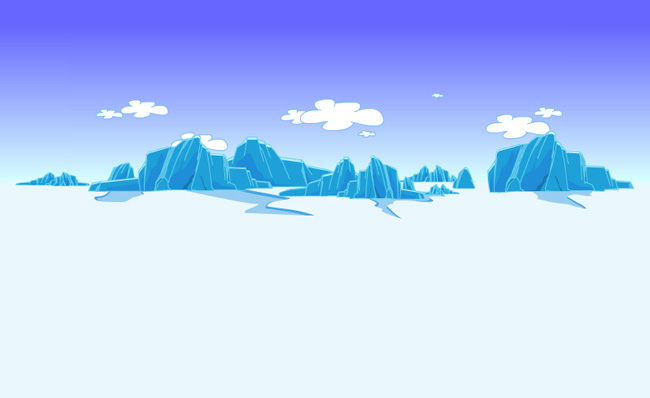 冰山全景手绘动漫场景素材
