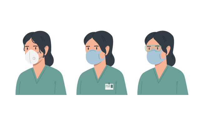 在口罩和眼罩的女医生医护人员人物素材