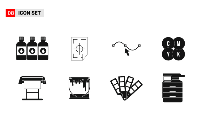 打印机染料图标简单风格印刷图标集