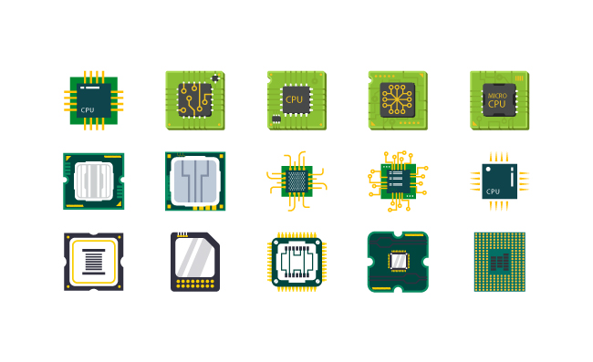 电子科技卡通芯片电脑CPU样式矢量
