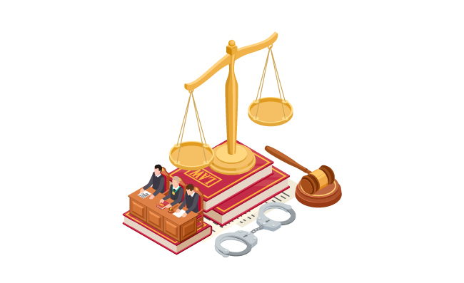 法律正义短槌书籍等距法庭法院手铐天平插图