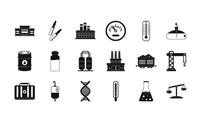 化学工厂简单风格白色背景黑色剪影网络化工厂图标