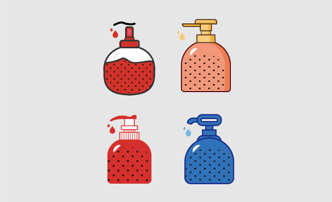 卡通矢量瓶装消毒液洗手液素材图矢量