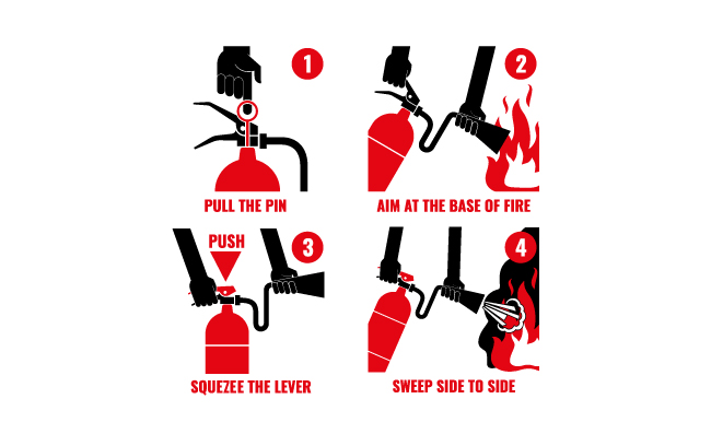 灭火器指令使用步骤插图矢量