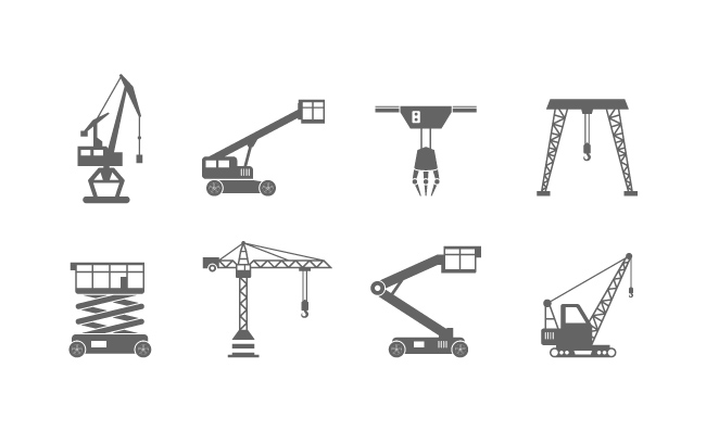 起重设备起重机械和重工业机器剪影图标
