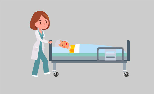 MG动漫人物医生护士推着病床走路动作模板