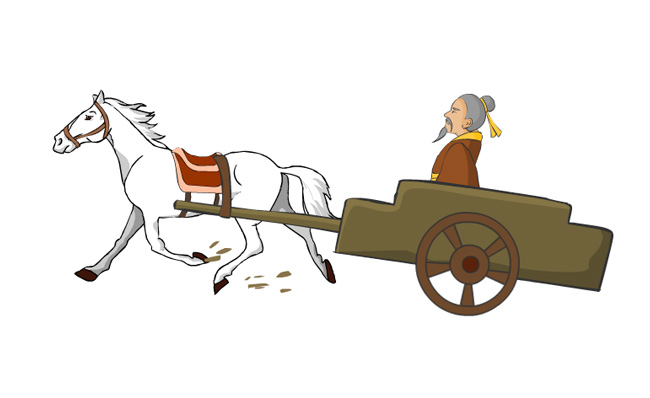 古人乘坐白色马车奔跑的动画模板素材