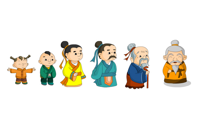 中国古人从幼儿到老人的成长过程人设素材