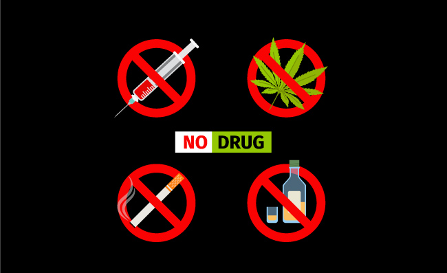 矢量禁毒标志毒品大麻吸烟矢量禁止标志