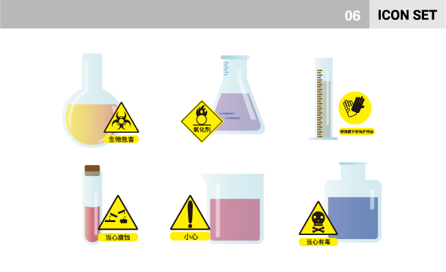 危险化学用品警示试管烧瓶标志矢量