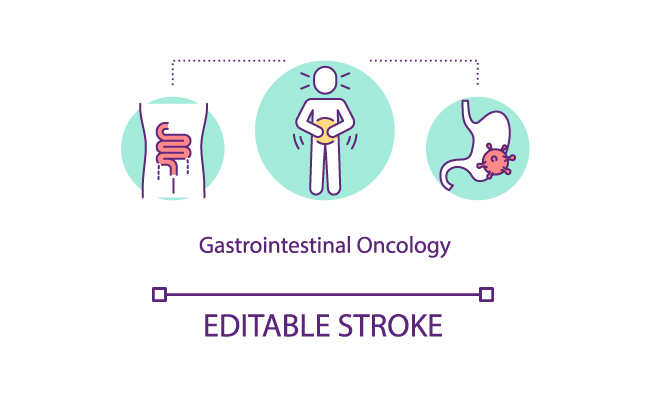 胃肠道肿瘤图标肠癌治疗理念疾病检查诊断矢量手绘素材