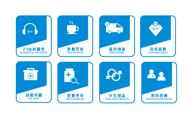 医院医用蓝色图标标识牌元素