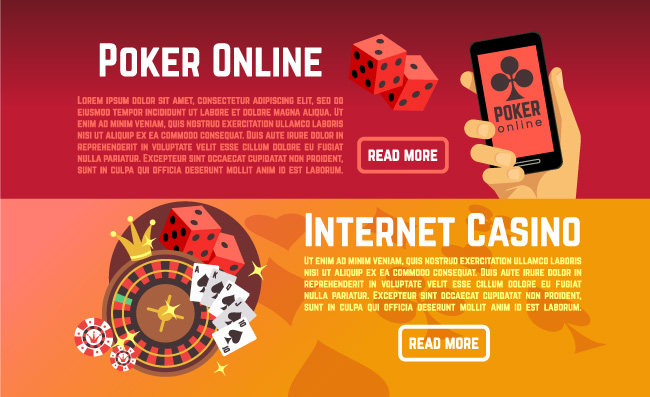 在线游戏扑克彩票互联网赌场矢量轮盘和骰子图片